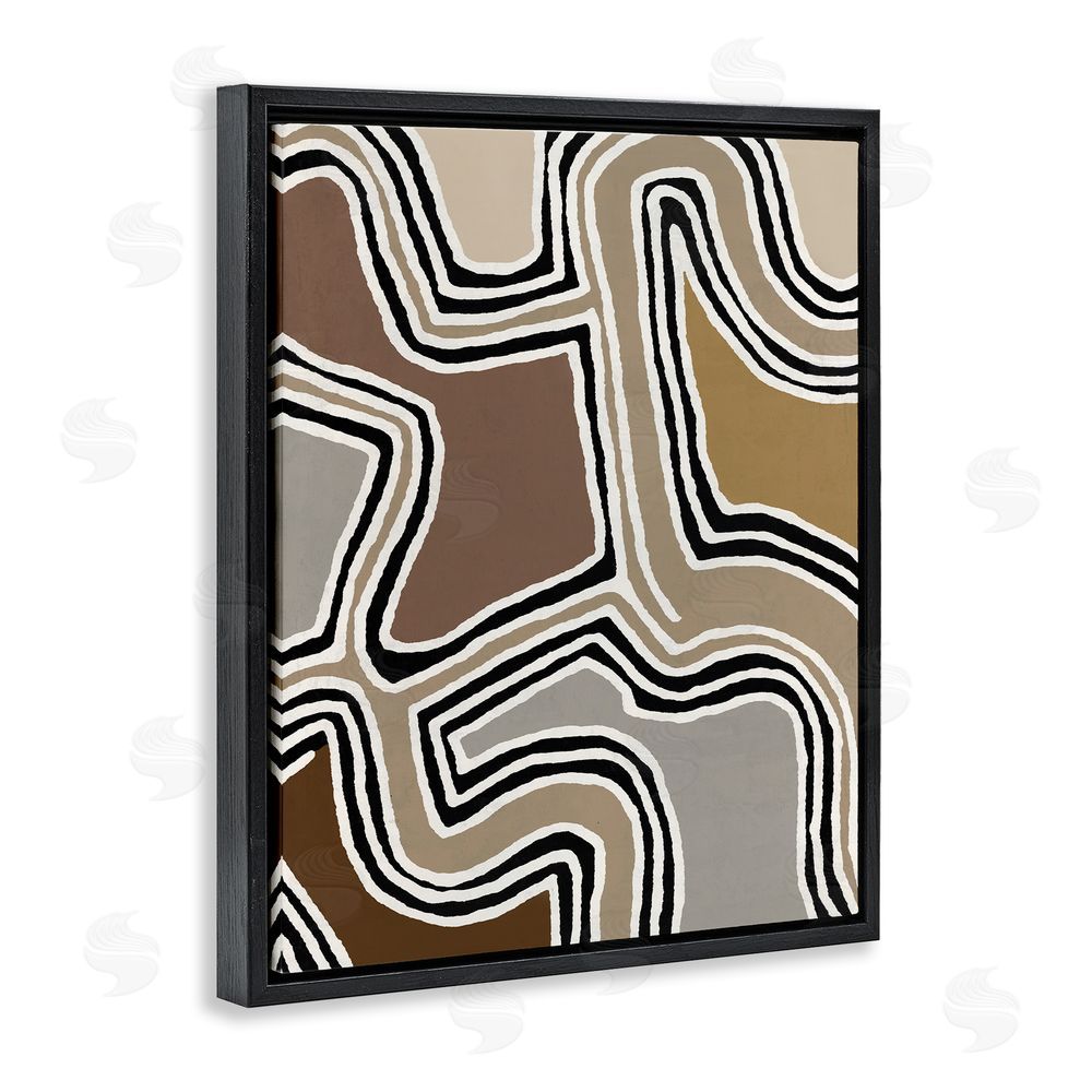 Amber Sterling Fluid Neutral Abstraction Black Floating Frame Canvas Wall Art Print