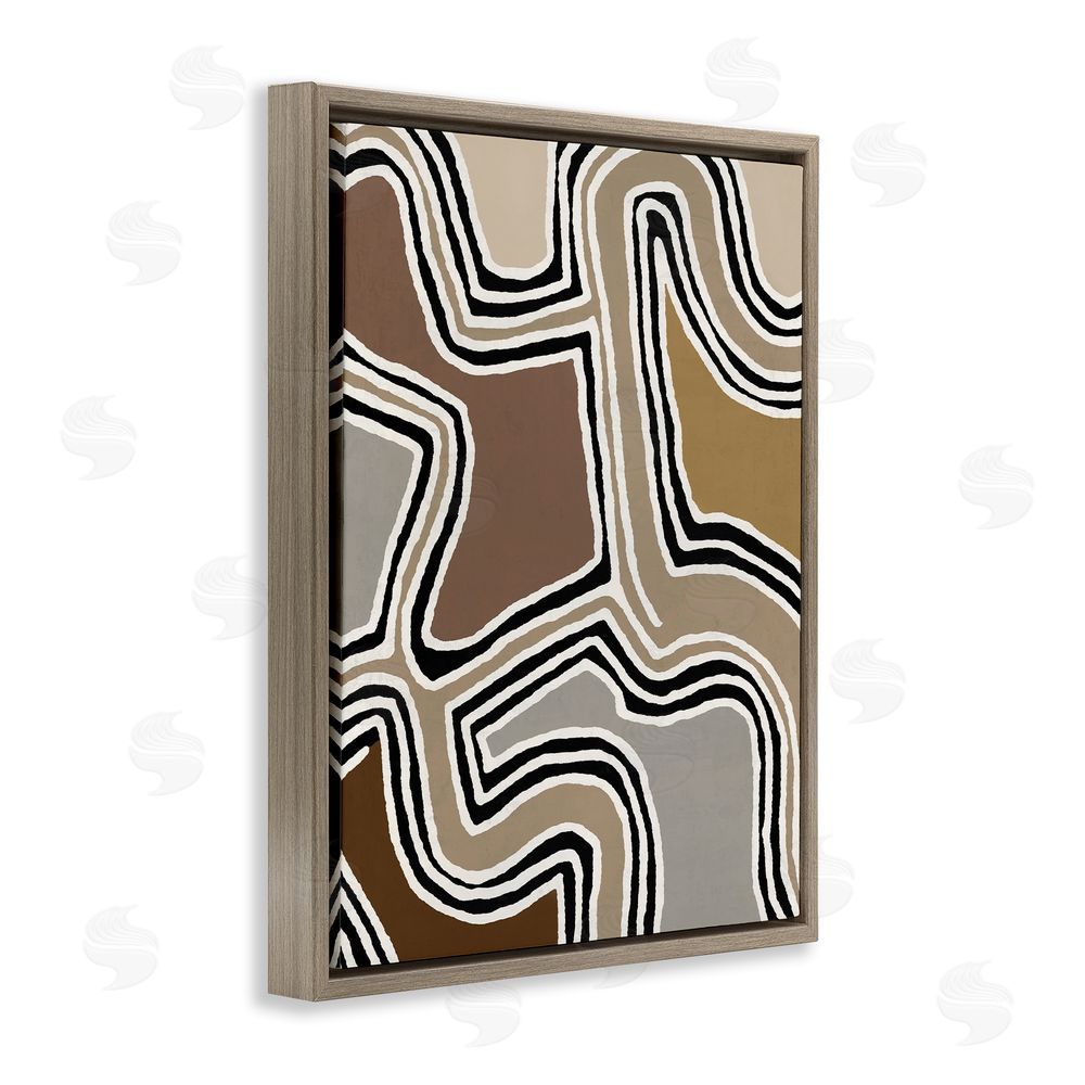 Amber Sterling Fluid Neutral Abstraction Brown Floating Frame Canvas Wall Art Print