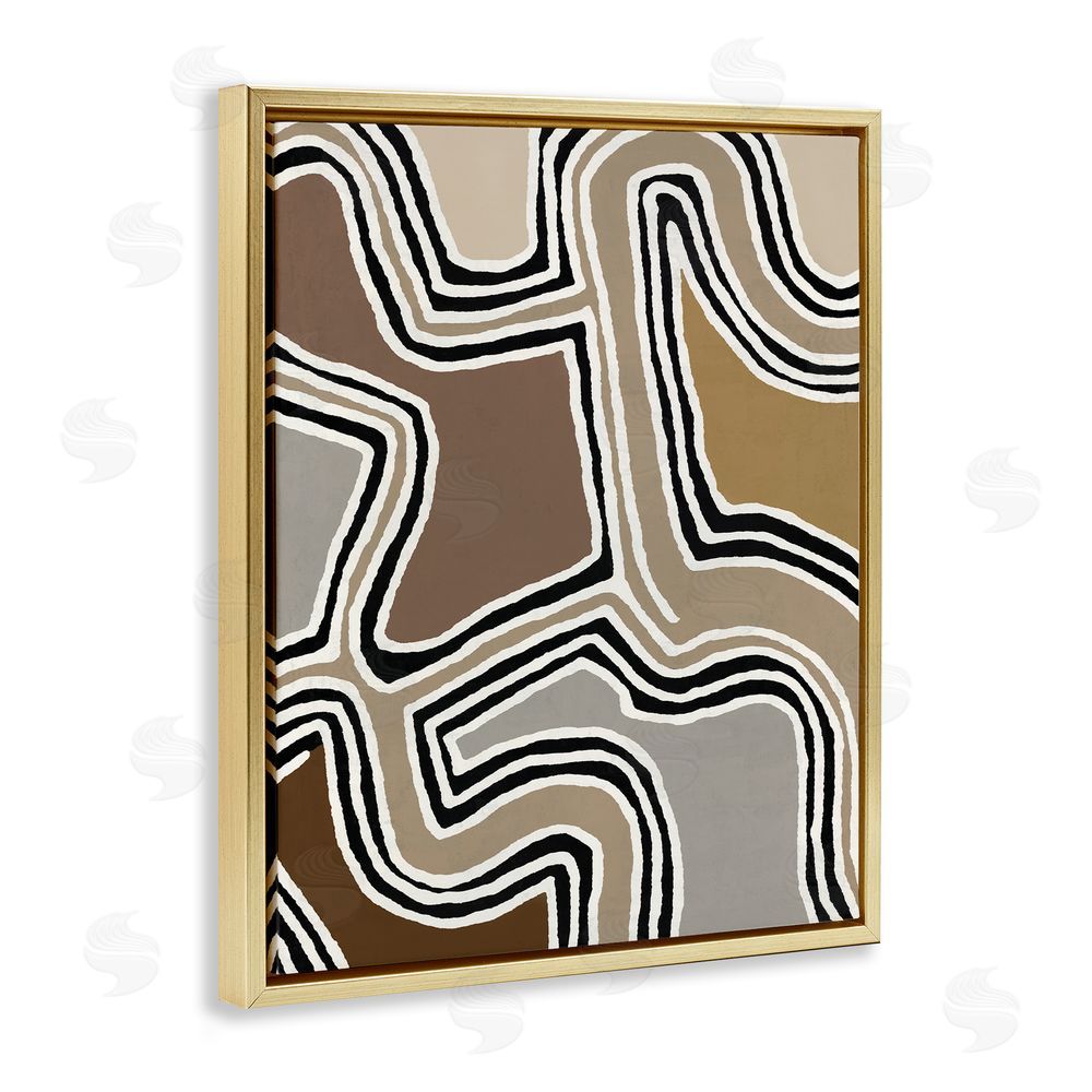 Amber Sterling Fluid Neutral Abstraction Gold Floating Frame Canvas Wall Art Print