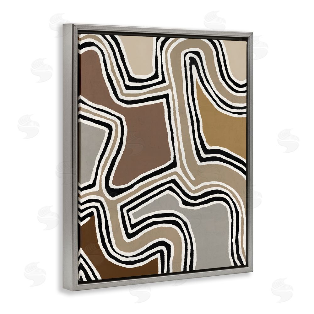 Amber Sterling Fluid Neutral Abstraction Grey Floating Frame Canvas Wall Art Print