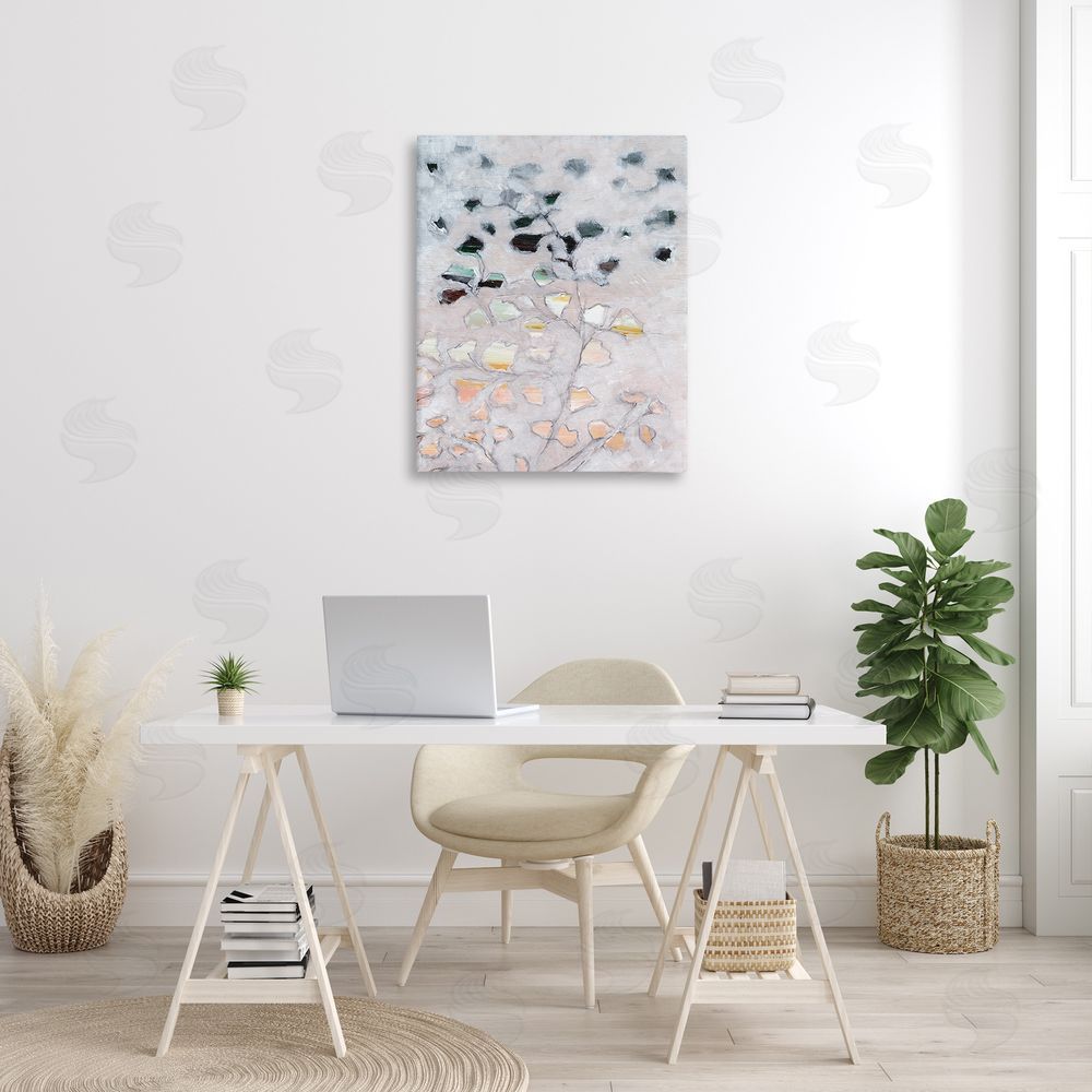 Nikita Jariwala Pastel Ombre Plant Leaves Canvas Wall Art Print in Room