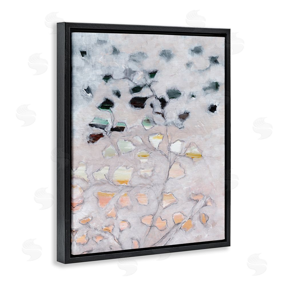 Nikita Jariwala Pastel Ombre Plant Leaves Black Floating Frame Canvas Wall Art Print