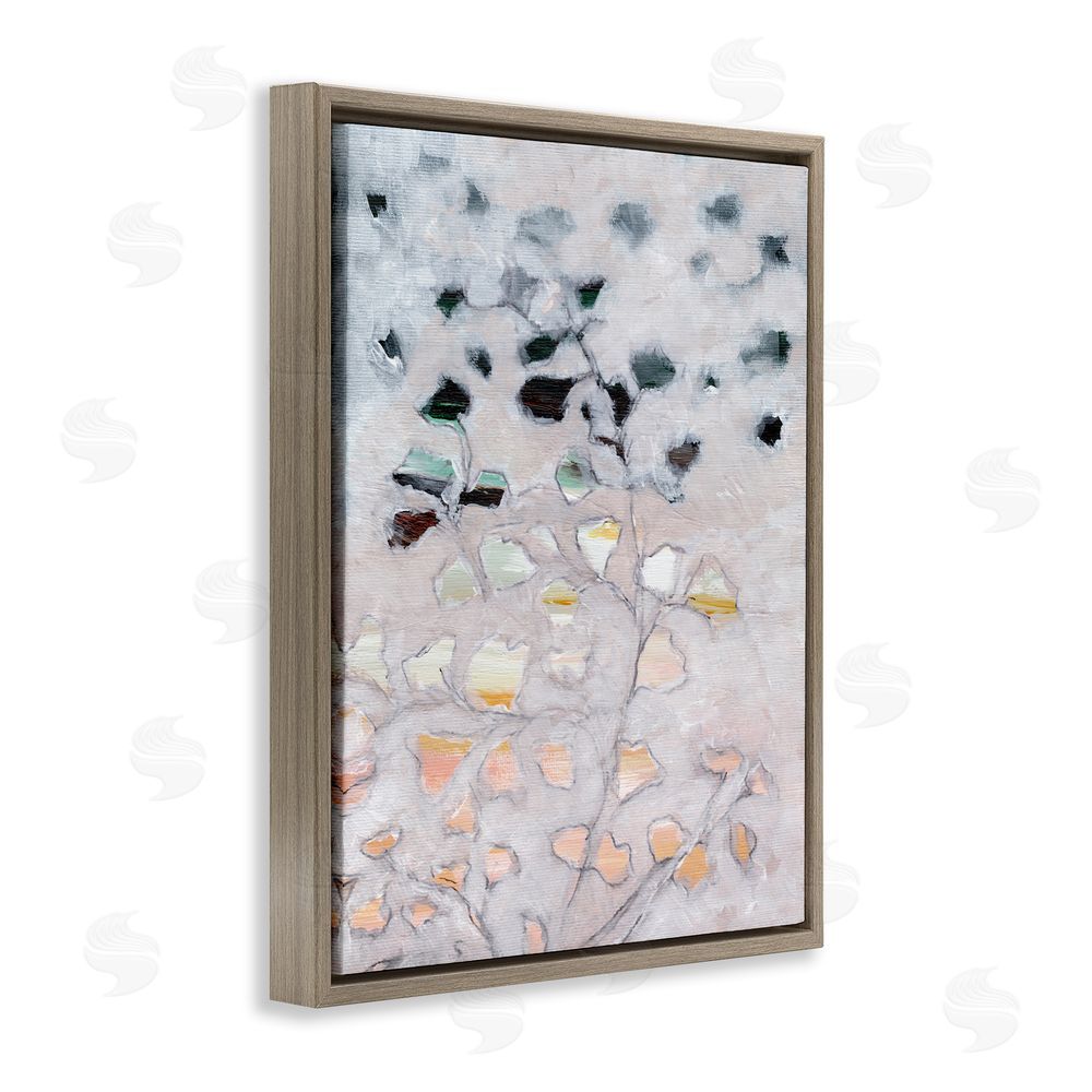 Nikita Jariwala Pastel Ombre Plant Leaves Brown Floating Frame Canvas Wall Art Print