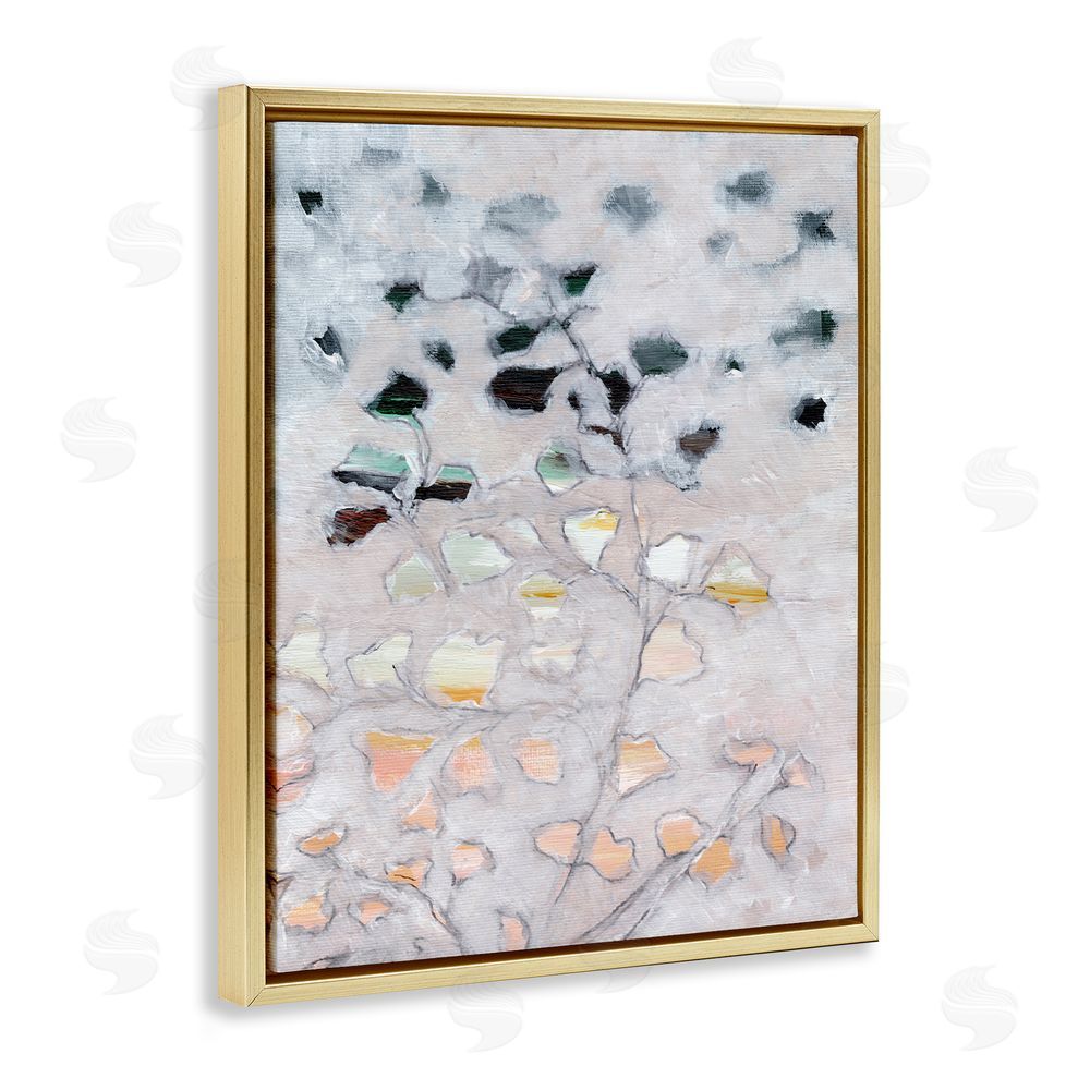 Nikita Jariwala Pastel Ombre Plant Leaves Gold Floating Frame Canvas Wall Art Print