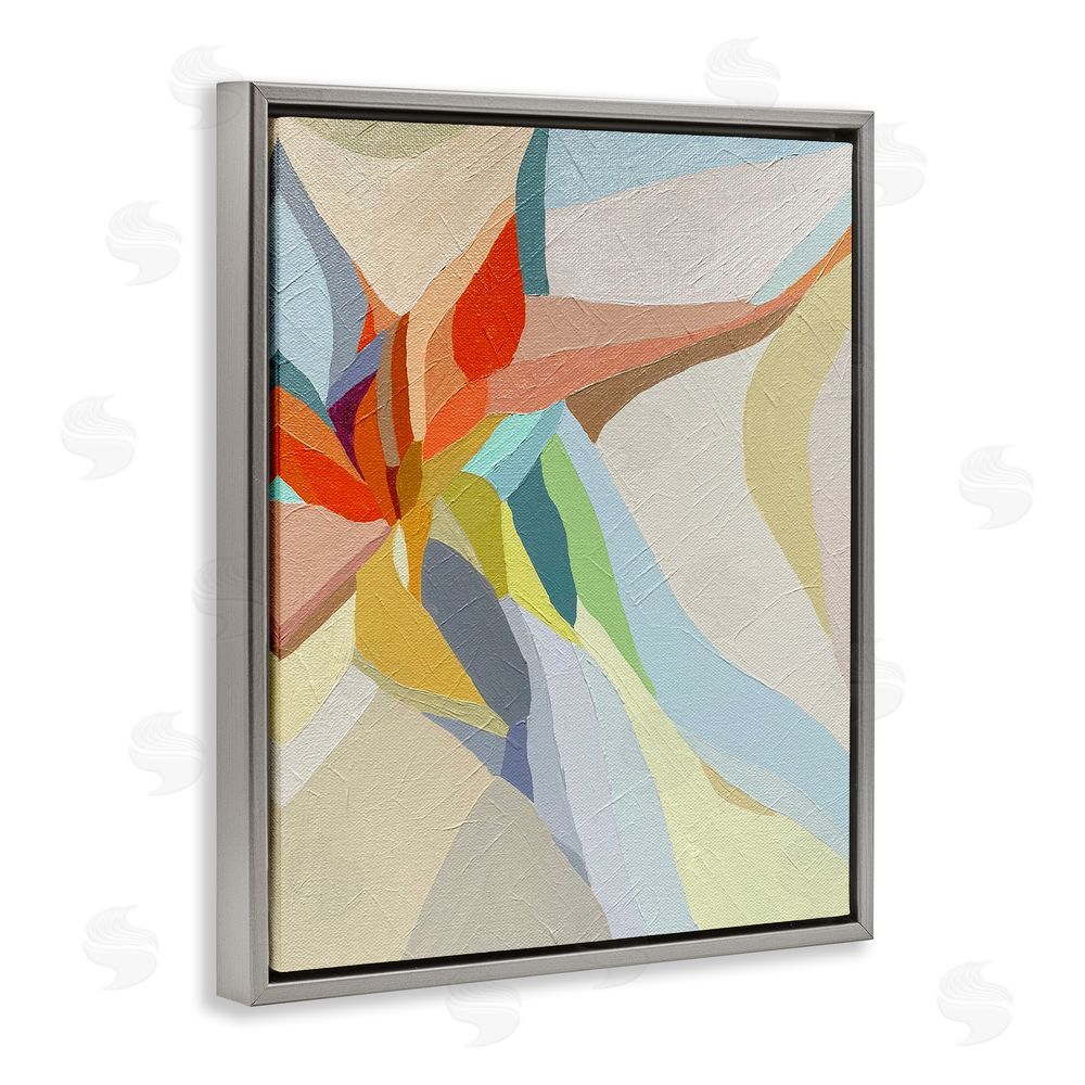 Erika Gehringer Asymmetrical Soft Shapes Grey Floating Frame Canvas Wall Art Print