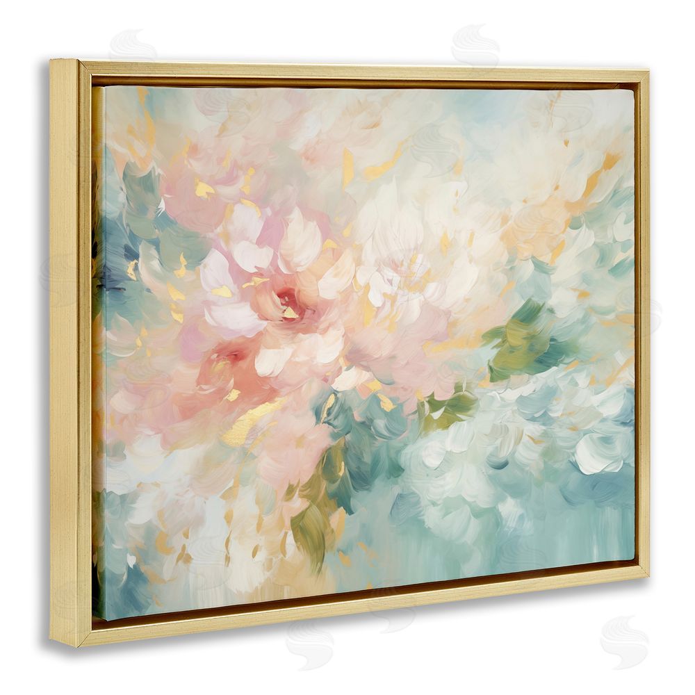 Gina Kelly Soft Flower Abstraction Gold Floating Frame Canvas Wall Art Print