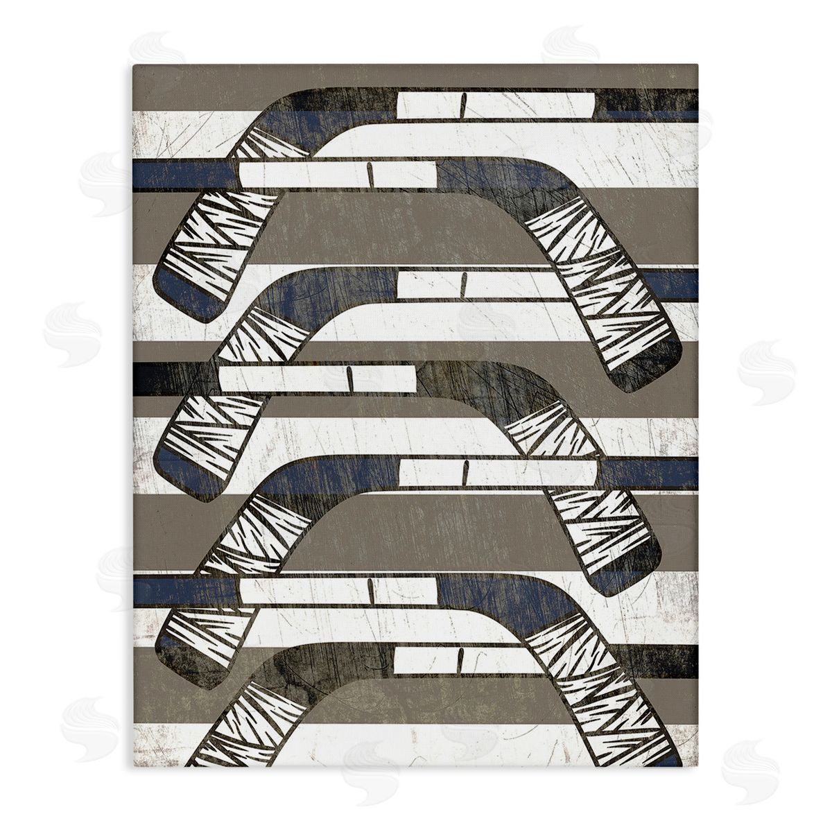 Stupell Studio Hockey Sticks Pattern Stretched Canvas Wall Art Print