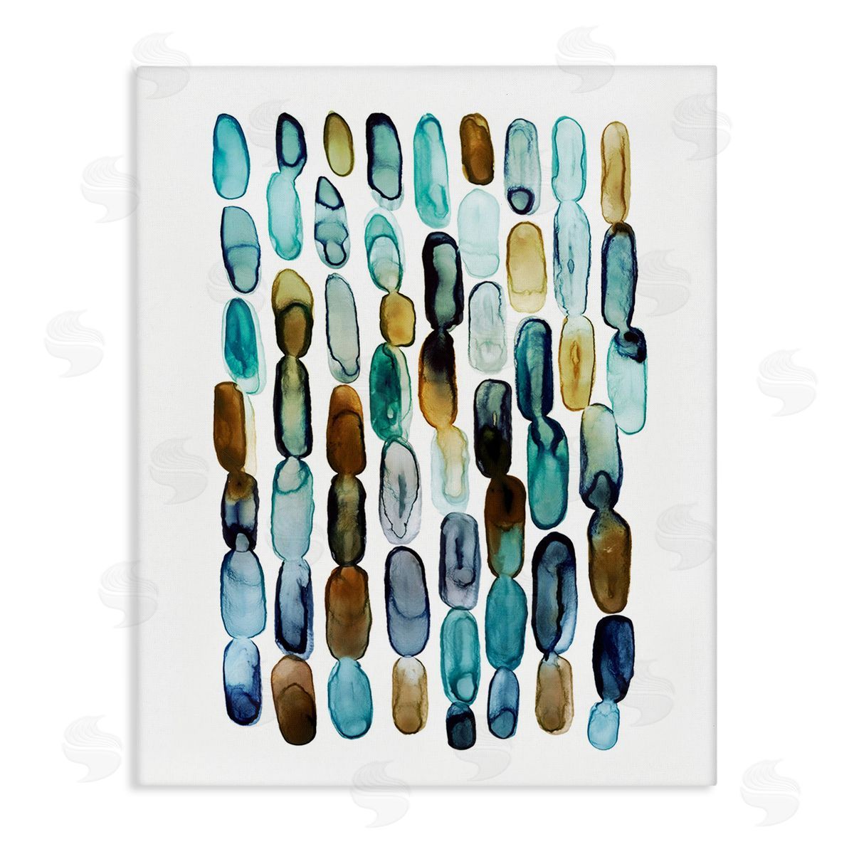 Lisa Nohren Blue Oblong Shapes Pattern Stretched Canvas Wall Art Print