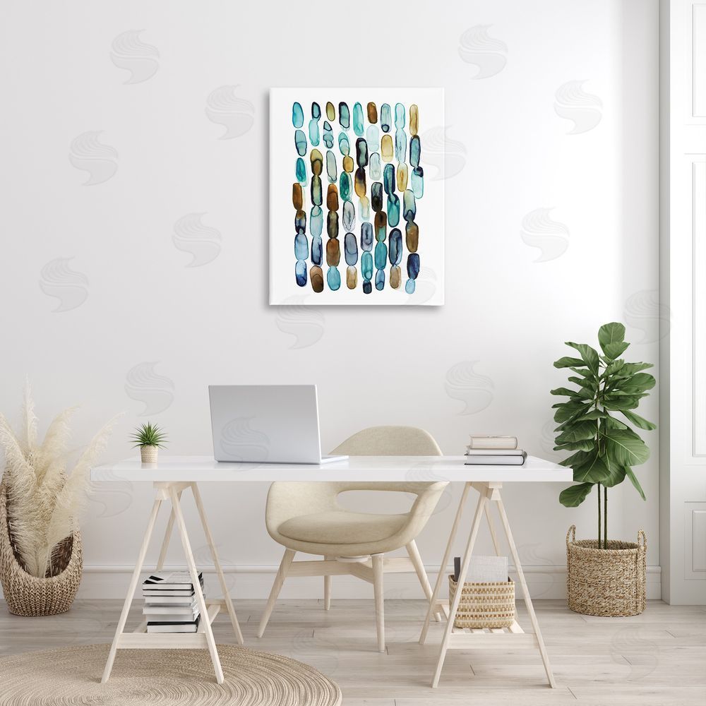 Lisa Nohren Blue Oblong Shapes Pattern Canvas Wall Art Print in Room
