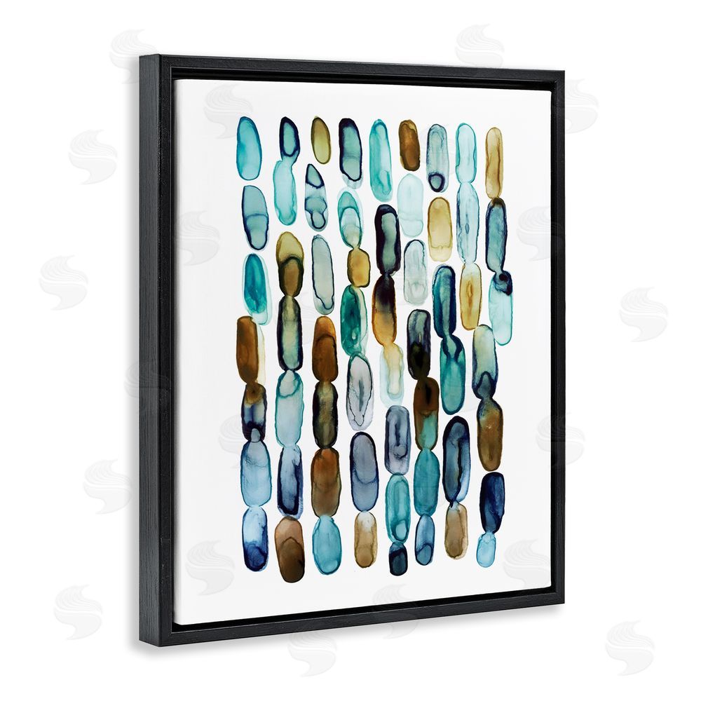 Lisa Nohren Blue Oblong Shapes Pattern Black Floating Frame Canvas Wall Art Print
