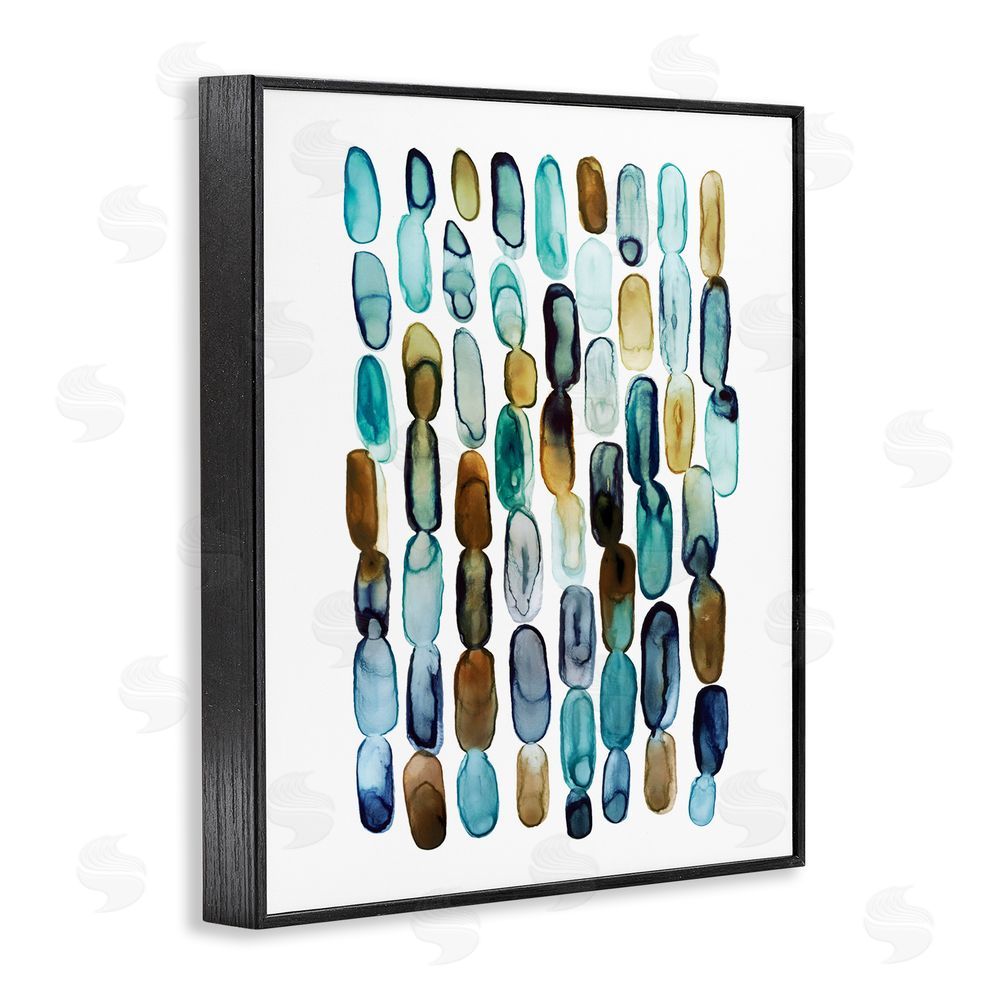 Lisa Nohren Blue Oblong Shapes Pattern Black Framed Giclee Wall Art Print