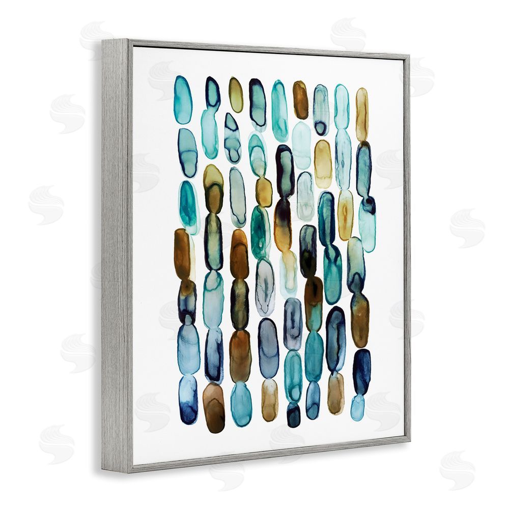 Lisa Nohren Blue Oblong Shapes Pattern Gray Framed Giclee Wall Art Print