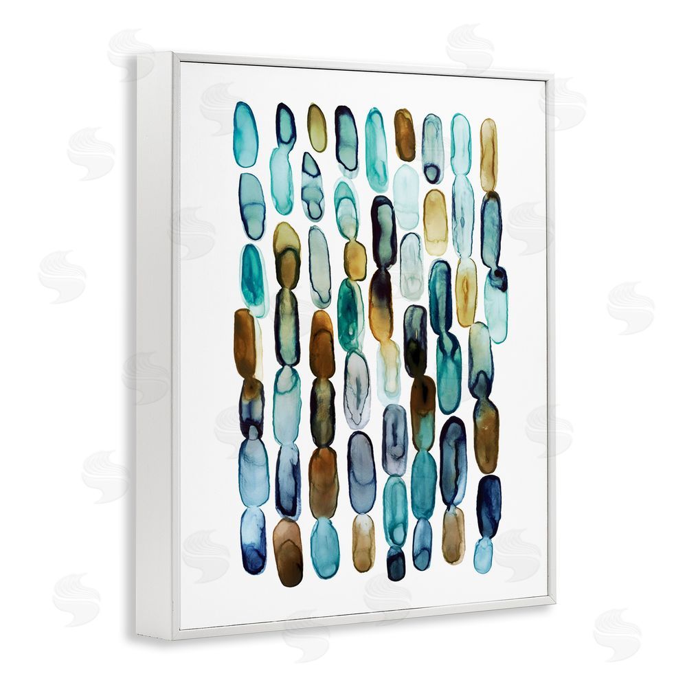 Lisa Nohren Blue Oblong Shapes Pattern White Framed Giclee Wall Art Print