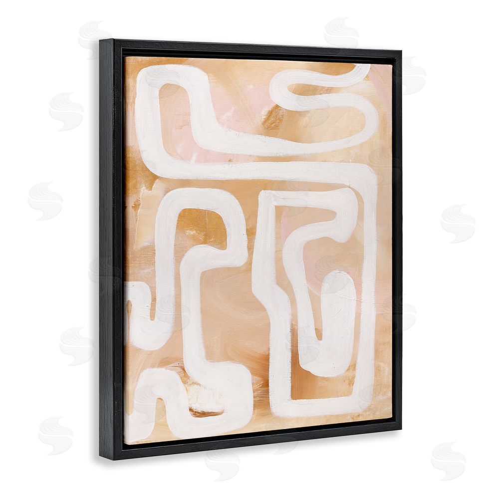 Design Fabrikken Muted Abstract Squiggle Black Floating Frame Canvas Wall Art Print