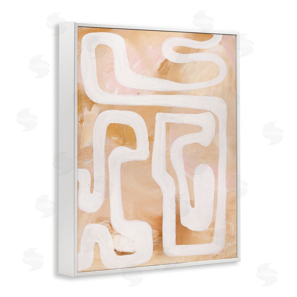 Design Fabrikken Muted Abstract Squiggle White Framed Giclee Wall Art Print
