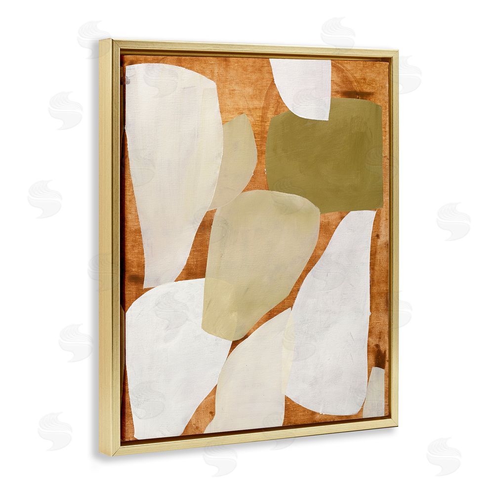 Design Fabrikken Rustic Layered Shapes Gold Floating Frame Canvas Wall Art Print