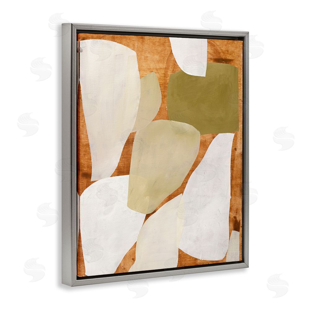 Design Fabrikken Rustic Layered Shapes Grey Floating Frame Canvas Wall Art Print