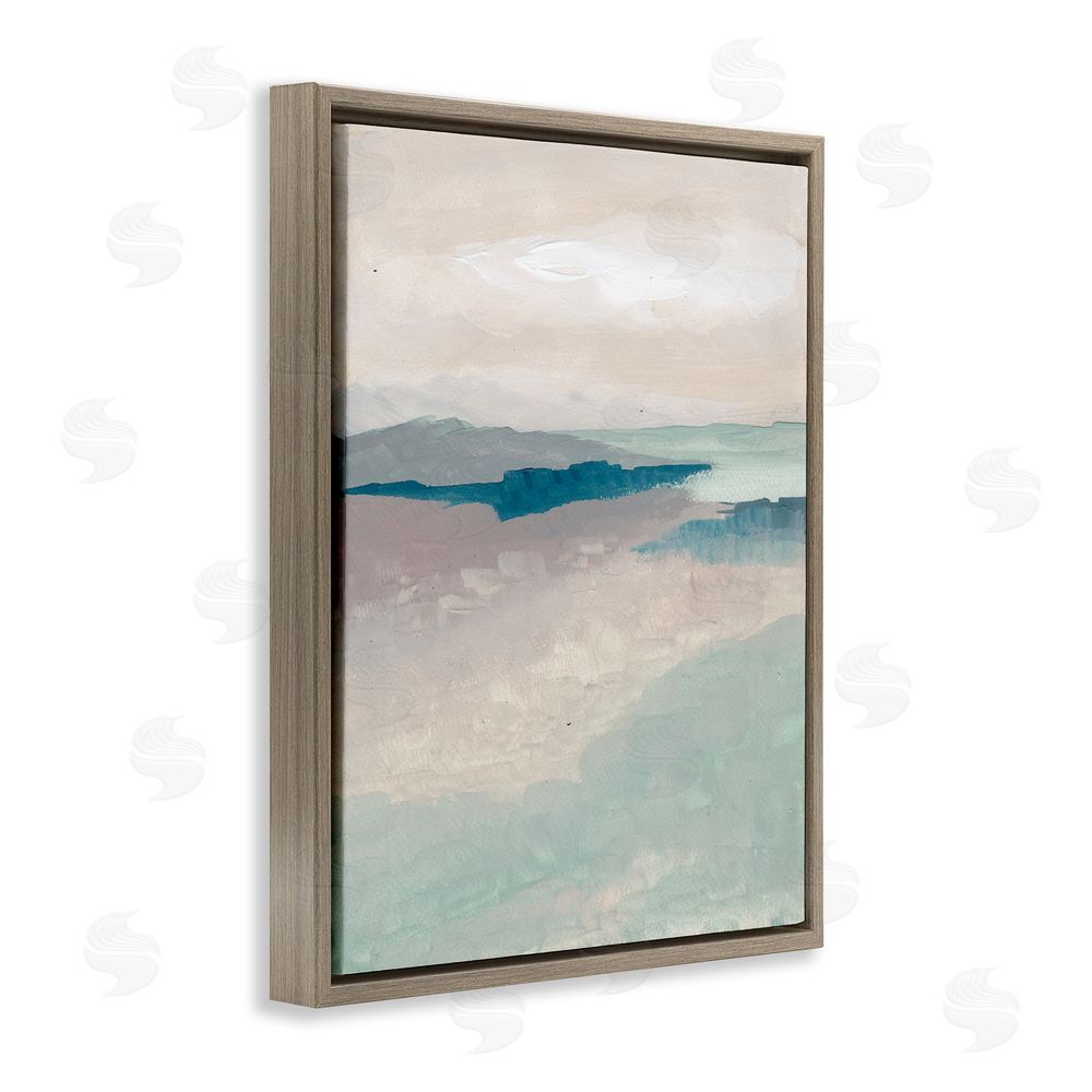 Nikita Jariwala Subtle Horizon Abstract Brown Floating Frame Canvas Wall Art Print