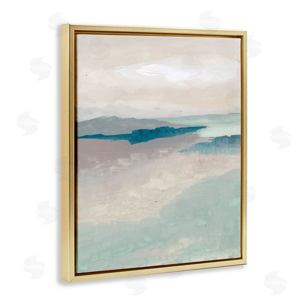 Nikita Jariwala Subtle Horizon Abstract Gold Floating Frame Canvas Wall Art Print