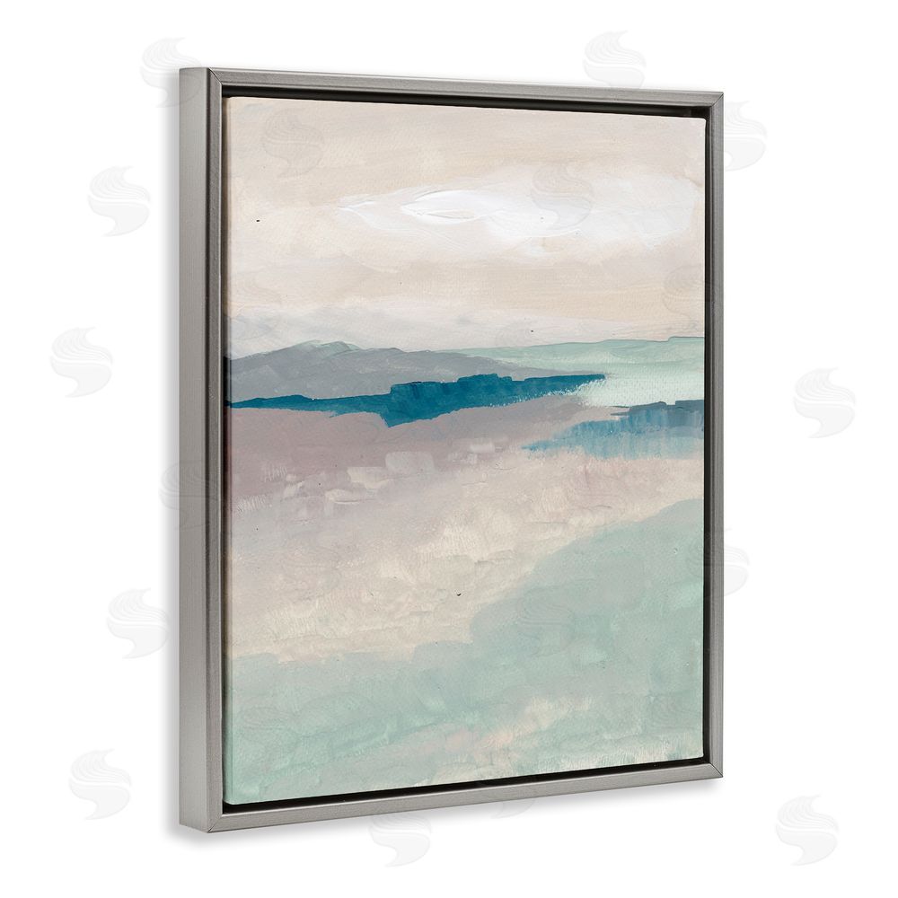 Nikita Jariwala Subtle Horizon Abstract Grey Floating Frame Canvas Wall Art Print