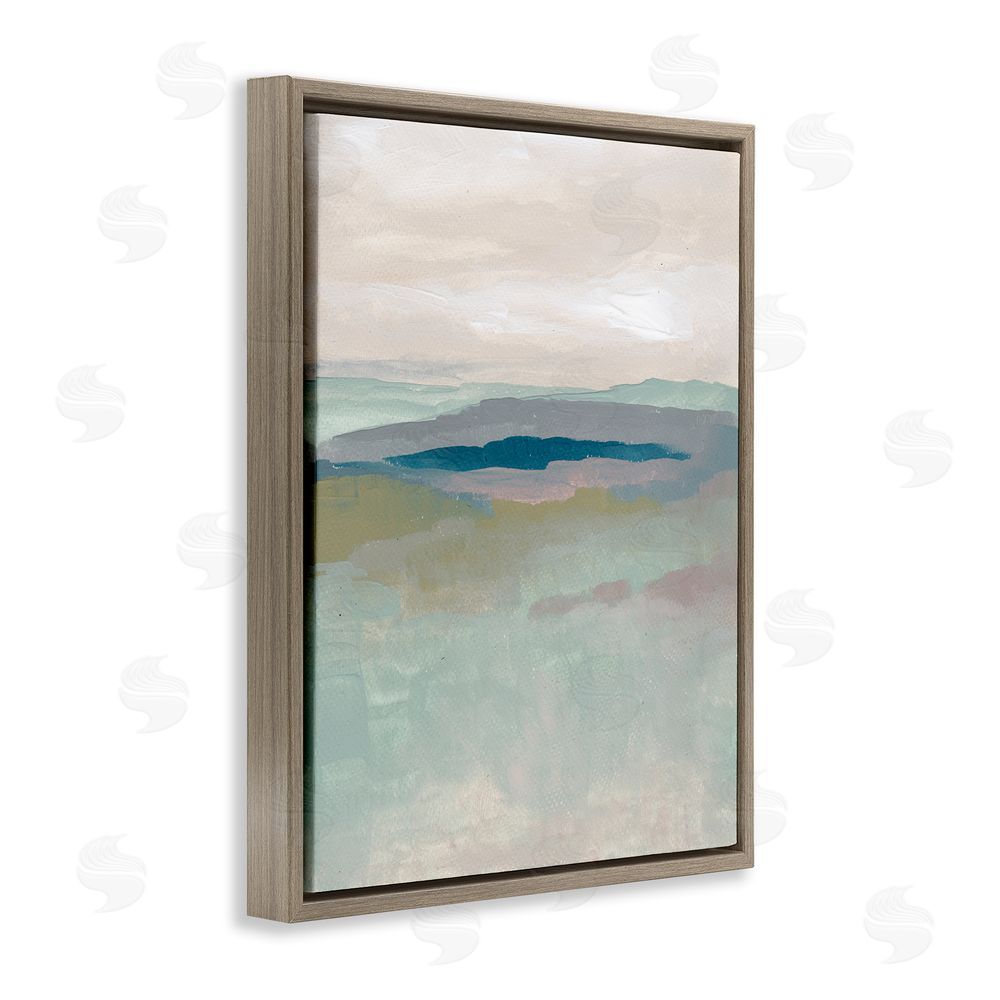 Nikita Jariwala Muted Abstract Beach Landscape Brown Floating Frame Canvas Wall Art Print