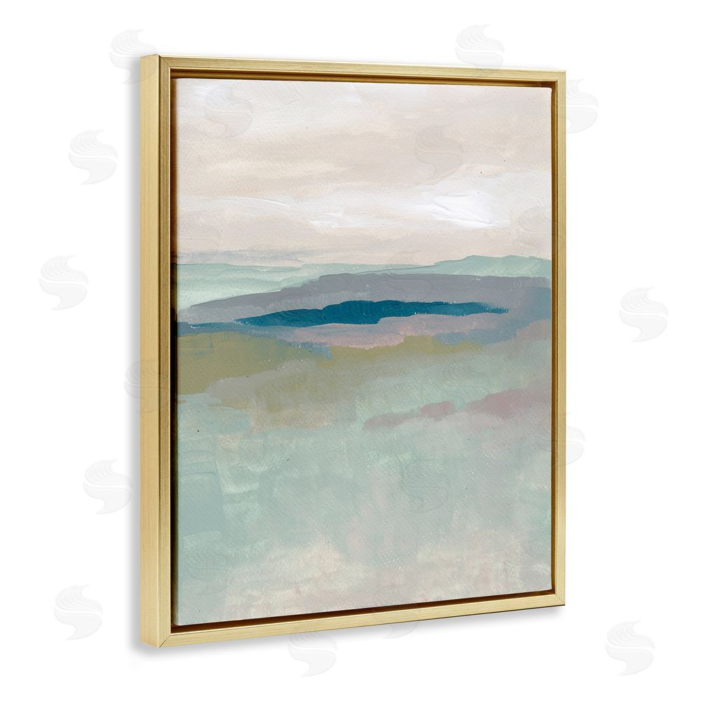 Nikita Jariwala Muted Abstract Beach Landscape Gold Floating Frame Canvas Wall Art Print