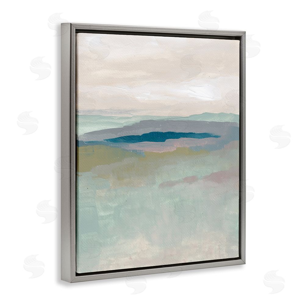 Nikita Jariwala Muted Abstract Beach Landscape Grey Floating Frame Canvas Wall Art Print