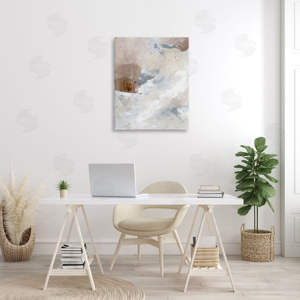 Nikita Jariwala Neutral Subtle Painting Canvas Wall Art Print in Room