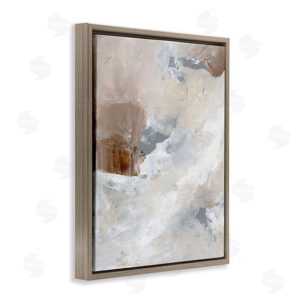Nikita Jariwala Neutral Subtle Painting Brown Floating Frame Canvas Wall Art Print