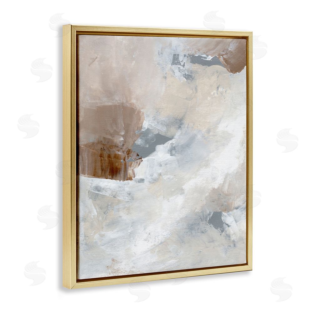Nikita Jariwala Neutral Subtle Painting Gold Floating Frame Canvas Wall Art Print