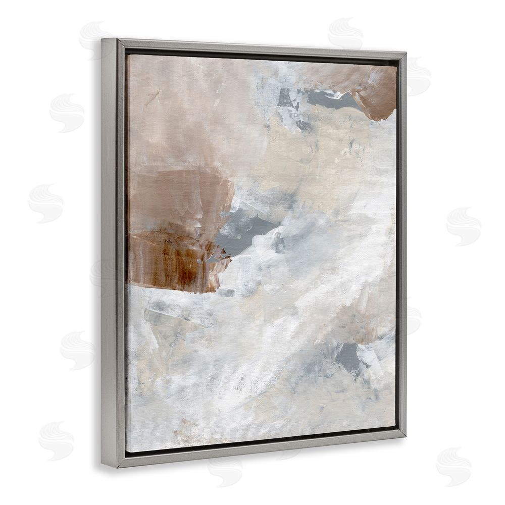 Nikita Jariwala Neutral Subtle Painting Grey Floating Frame Canvas Wall Art Print