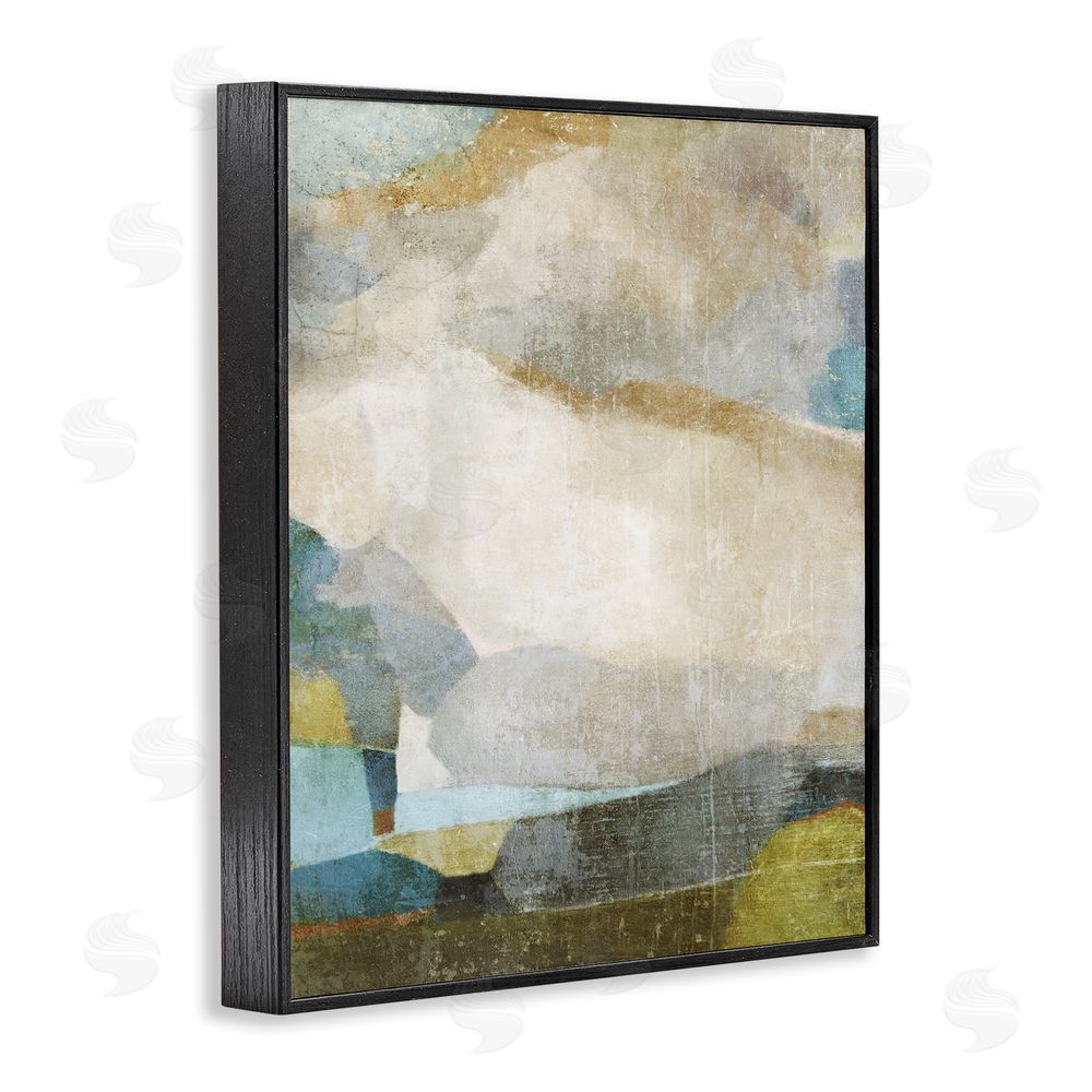 Suzanne Nicoll Blue & Neutral Abstraction Black Framed Giclee Wall Art Print