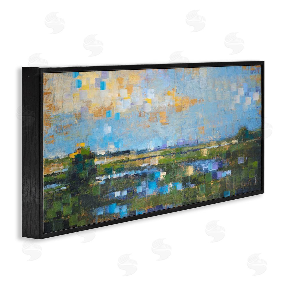 Liz Jardine Brushed River Landscape Black Framed Giclee Wall Art Print