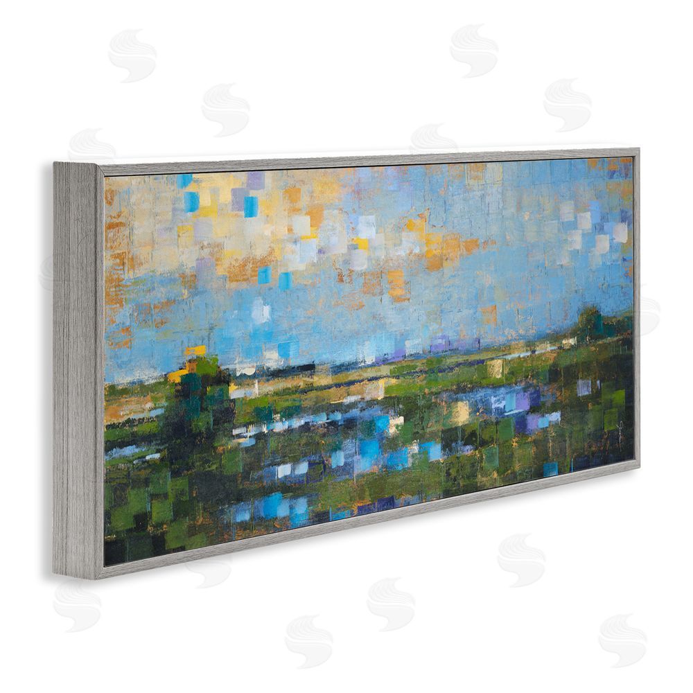 Liz Jardine Brushed River Landscape Gray Framed Giclee Wall Art Print