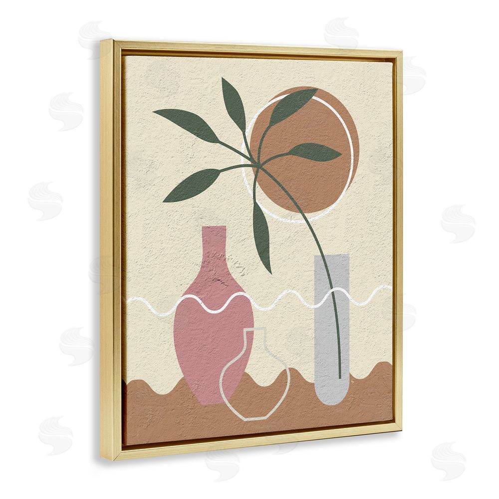 Martina Pavlova Boho Vase Still Life Gold Floating Frame Canvas Wall Art Print