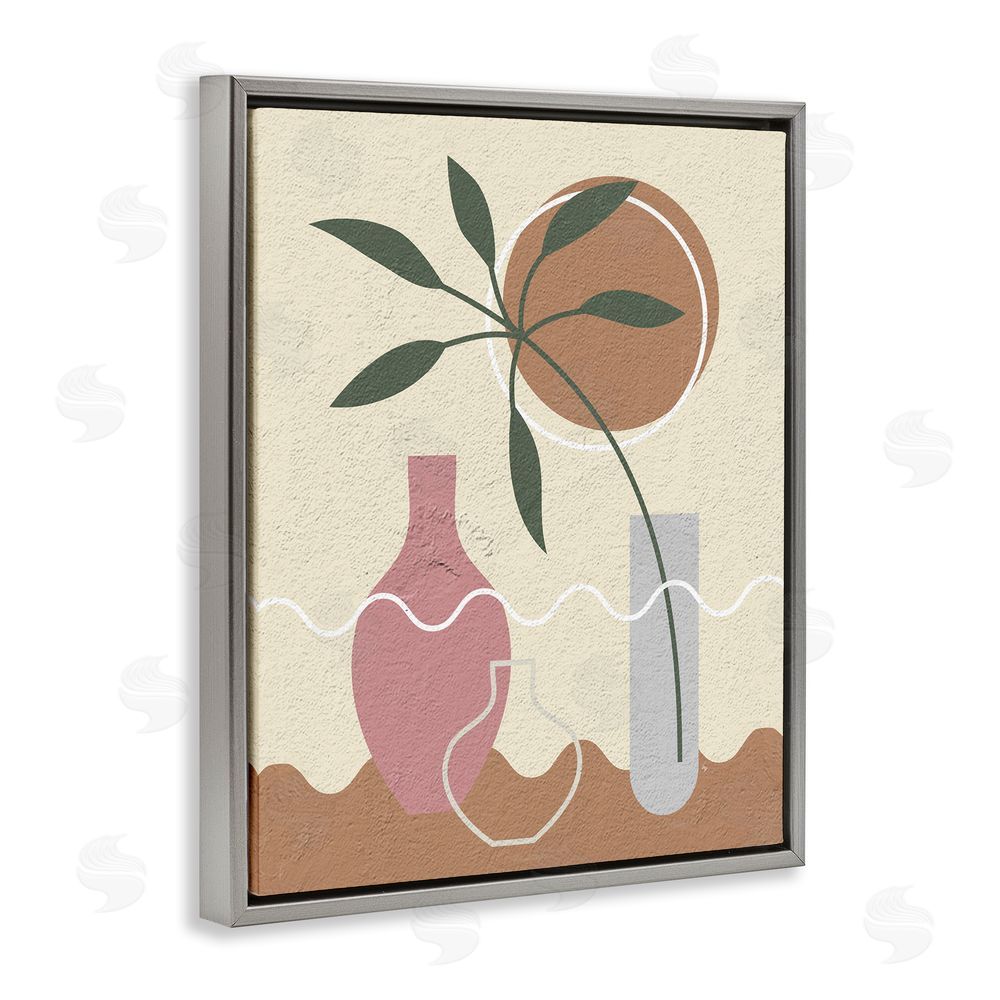Martina Pavlova Boho Vase Still Life Grey Floating Frame Canvas Wall Art Print