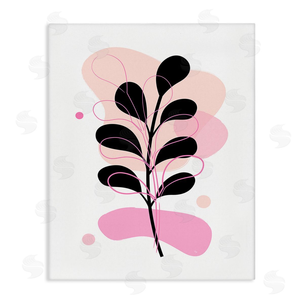 Martina Pavlova Abstract Pink Fern Leaf Stretched Canvas Wall Art Print