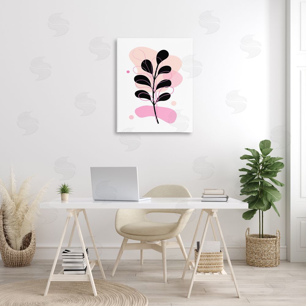 Martina Pavlova Abstract Pink Fern Leaf Canvas Wall Art Print in Room