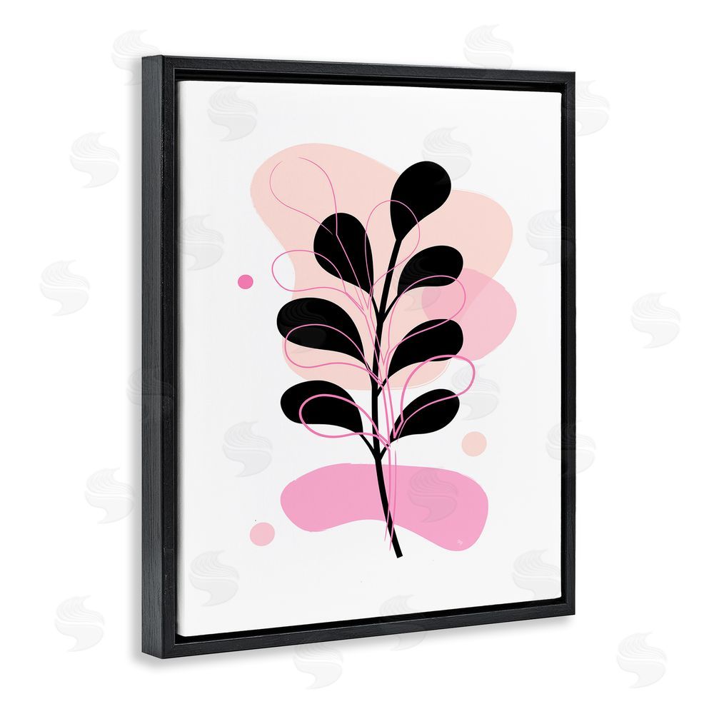 Martina Pavlova Abstract Pink Fern Leaf Black Floating Frame Canvas Wall Art Print