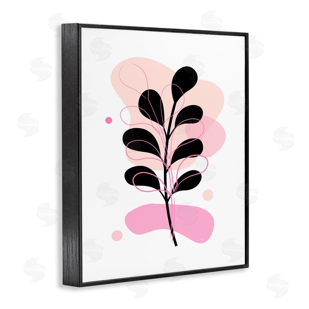 Martina Pavlova Abstract Pink Fern Leaf Black Framed Giclee Wall Art Print