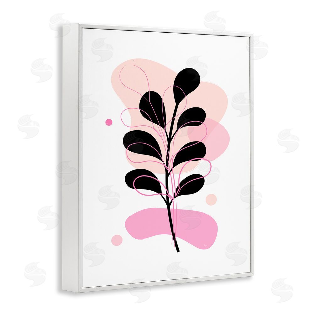 Martina Pavlova Abstract Pink Fern Leaf White Framed Giclee Wall Art Print