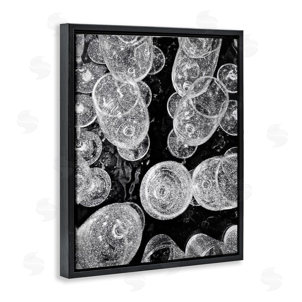 Stupell Studio Glitzy Wine Glasses Black Floating Frame Canvas Wall Art Print