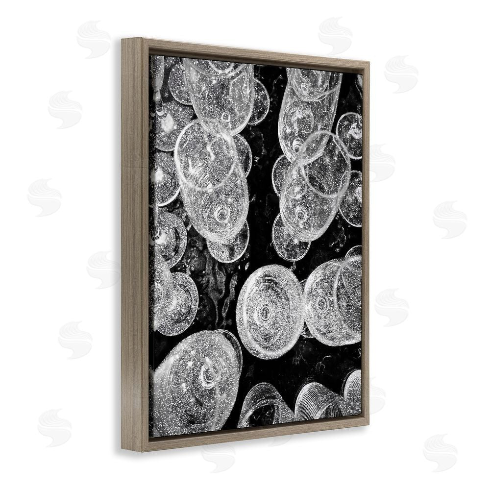 Stupell Studio Glitzy Wine Glasses Brown Floating Frame Canvas Wall Art Print