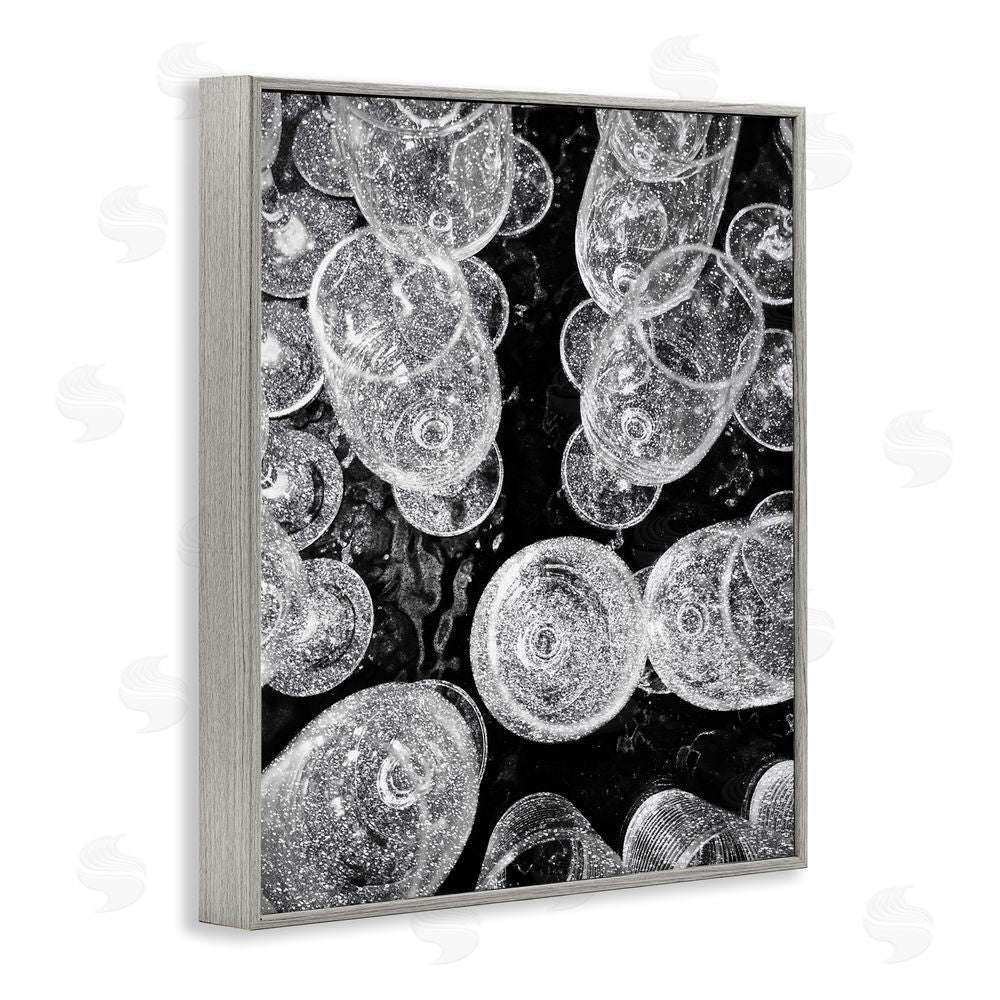 Stupell Studio Glitzy Wine Glasses Gray Framed Giclee Wall Art Print