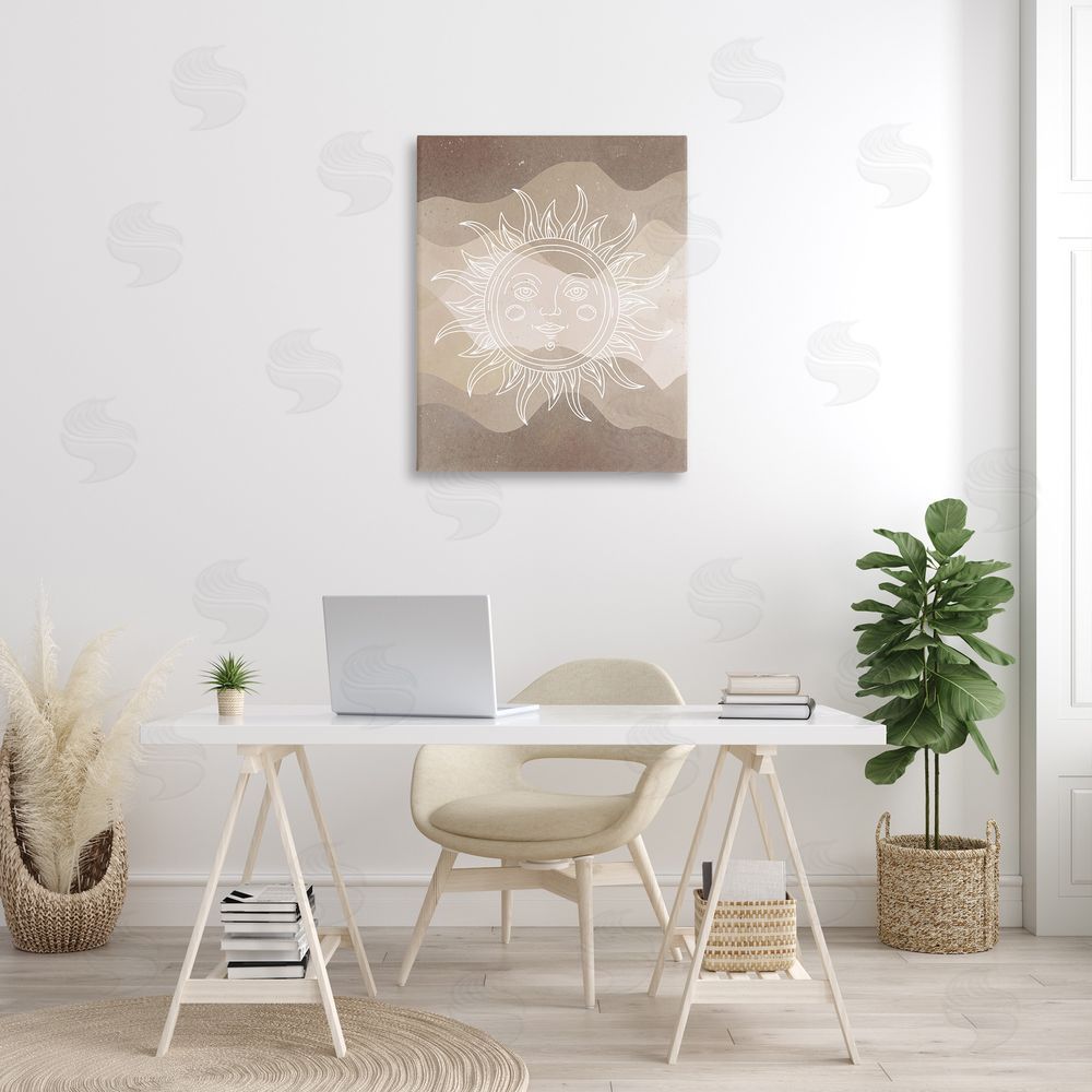 Stupell Studio Boho Celestial Sun Canvas Wall Art Print in Room