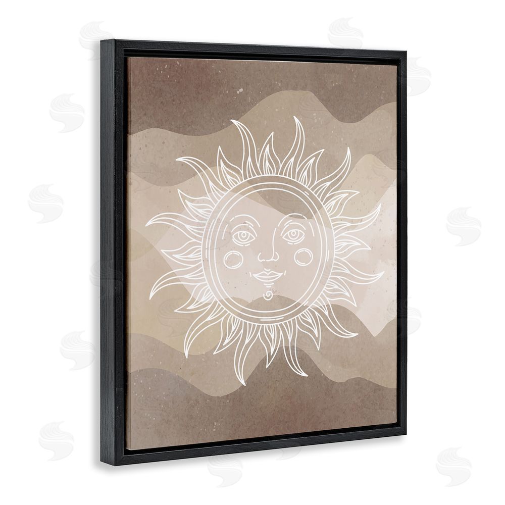 Stupell Studio Boho Celestial Sun Black Floating Frame Canvas Wall Art Print