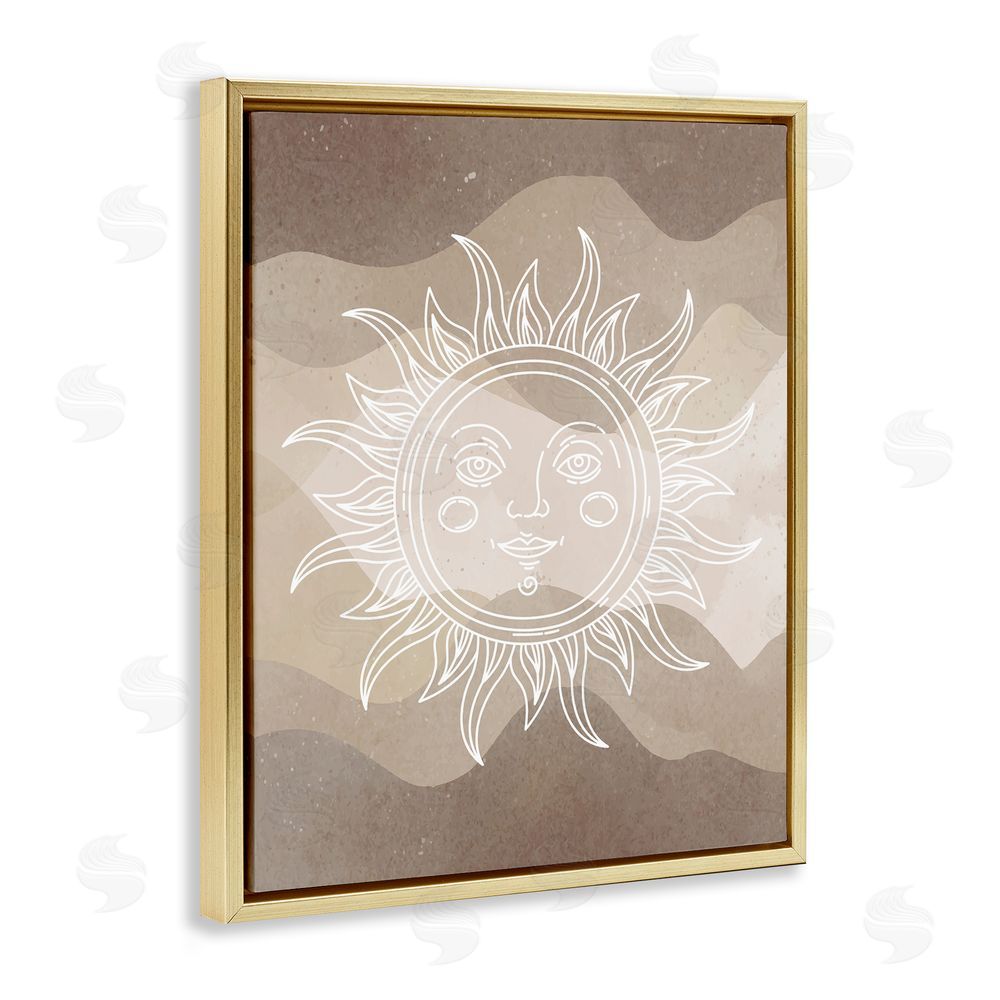 Stupell Studio Boho Celestial Sun Gold Floating Frame Canvas Wall Art Print