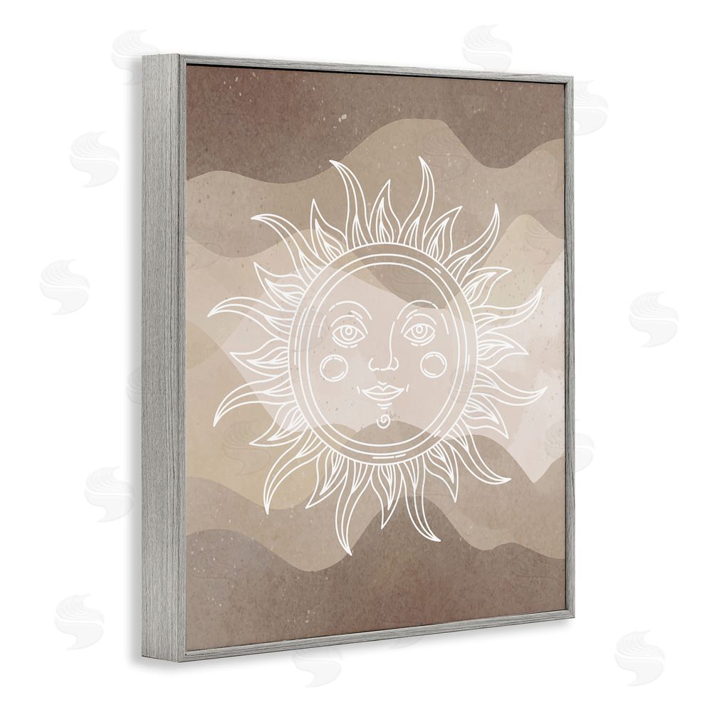 Stupell Studio Boho Celestial Sun Gray Framed Giclee Wall Art Print