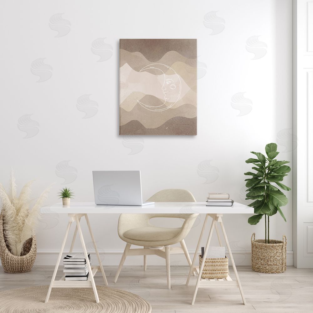 Stupell Studio Boho Celestial Moon Canvas Wall Art Print in Room