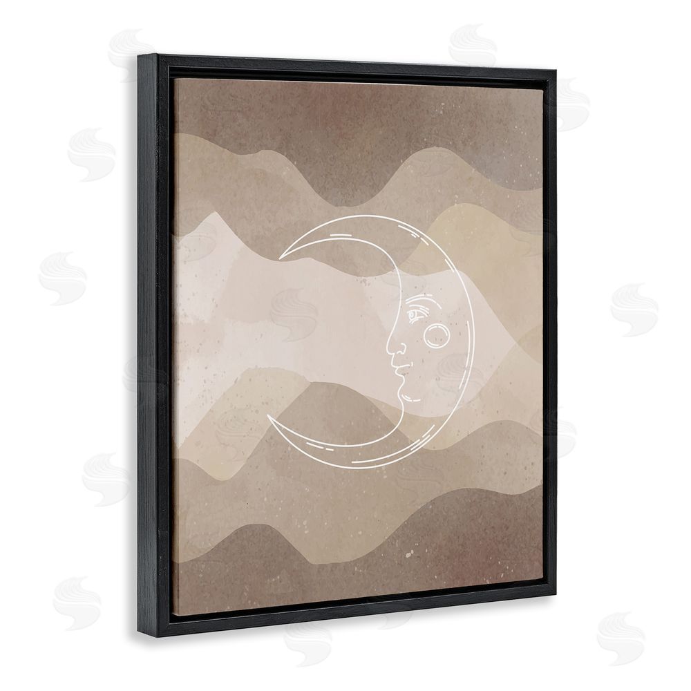 Stupell Studio Boho Celestial Moon Black Floating Frame Canvas Wall Art Print